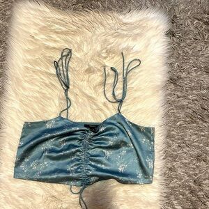 Blue Floral Crop Top